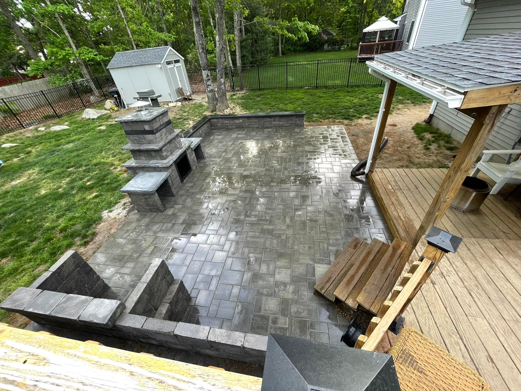 Paver patio under construction